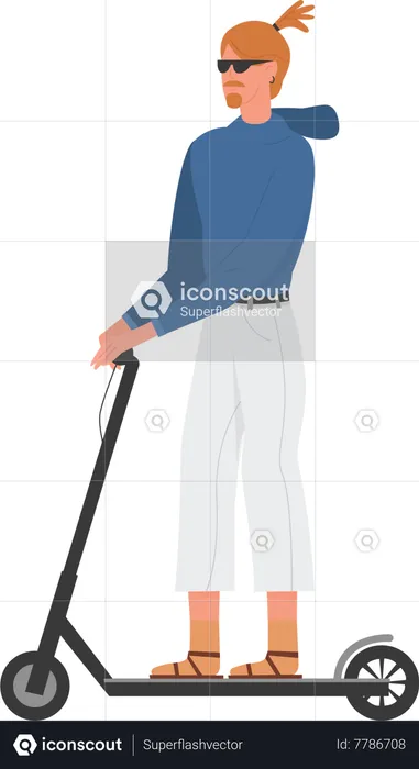 Young man ride scooter  Illustration