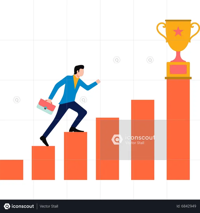 Young man running towards success  Illustration