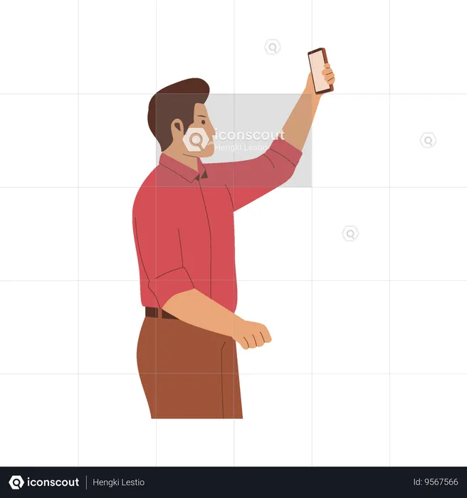 Young man sad because iphone signal bad  Illustration