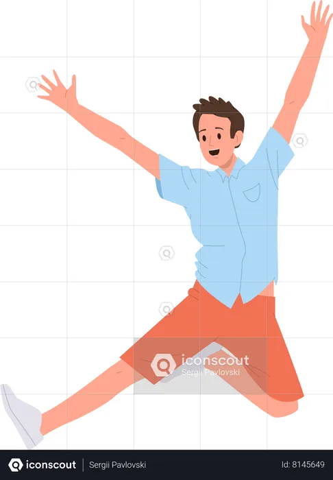 Young man screaming and jumping in air  Illustration