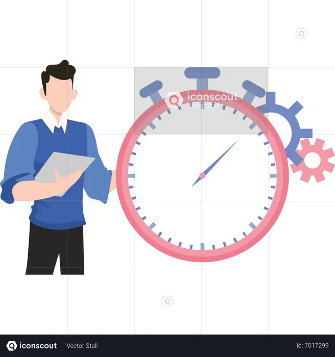 Young man setting time  Illustration