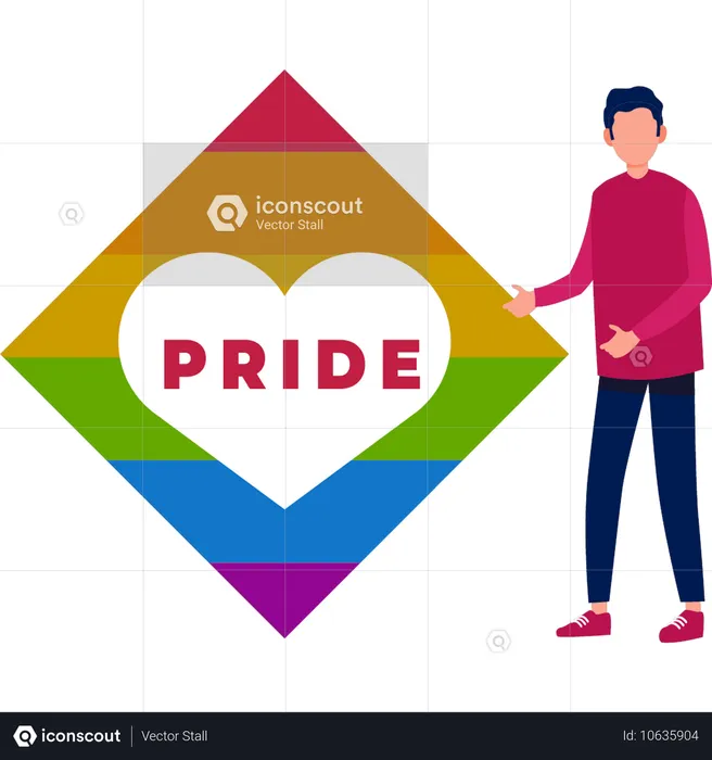 Young man showing pride heart  Illustration