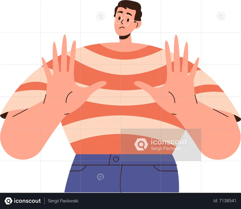 Young man showing stop gesture  Illustration