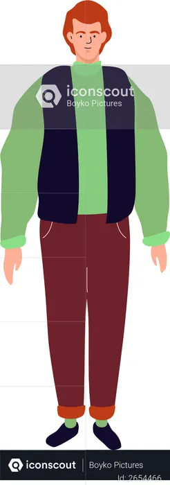 Young man standing in casual clothes  Illustration