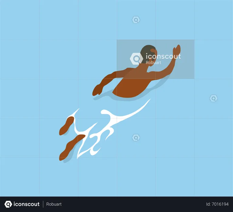 Young man swimming in sea  Illustration