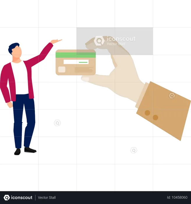 Young man taking his ATM card  Illustration