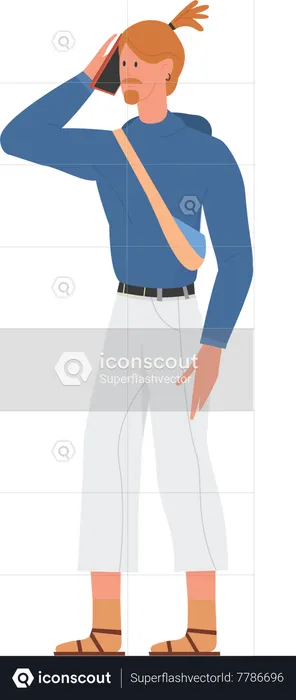 Young man talking on mobile  Illustration