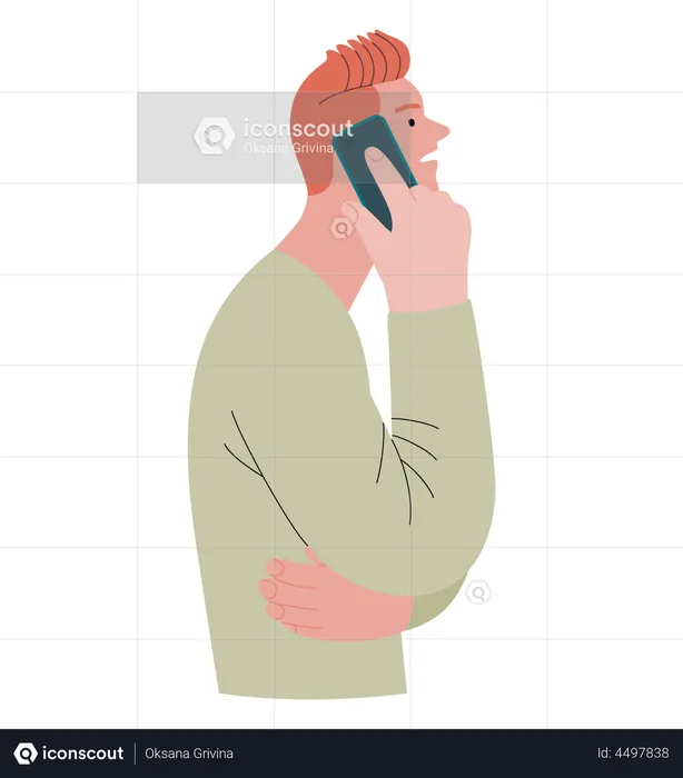 Young Man talking on phone  Illustration