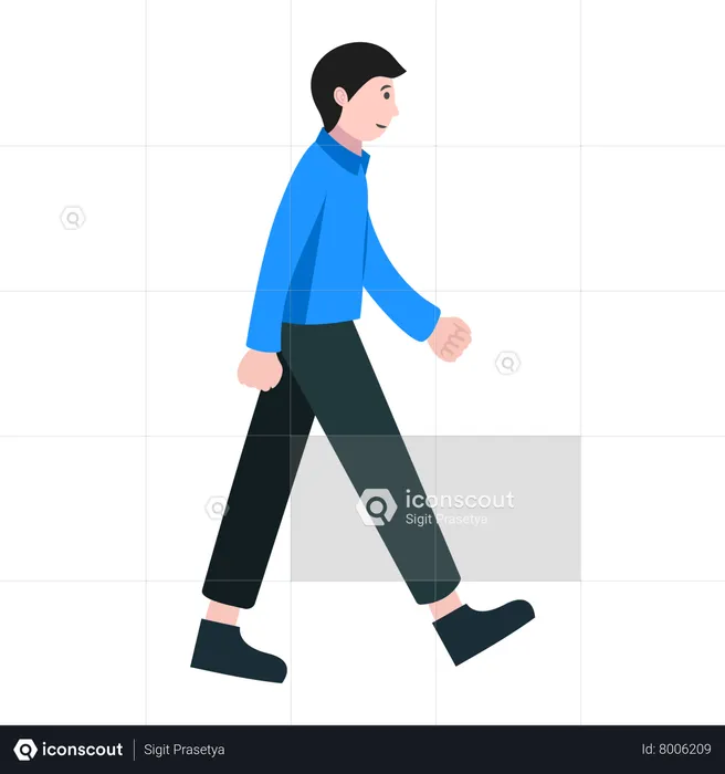 Best Young Man Walking Illustration download in PNG & Vector format