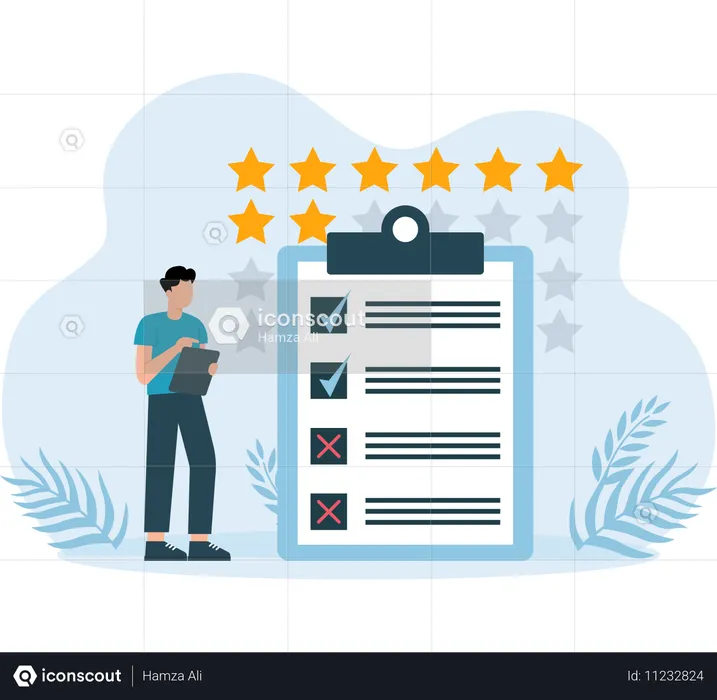 Young man watching Customer feedback  Illustration