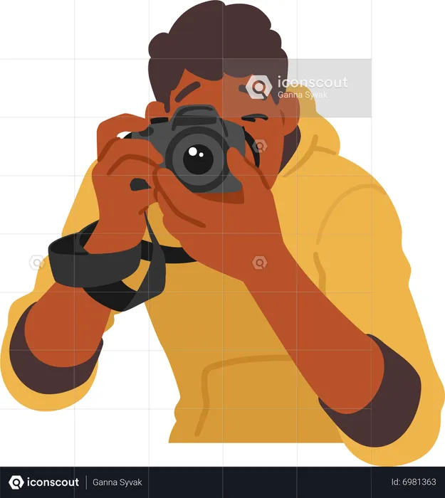 Young Man With Camera  Illustration