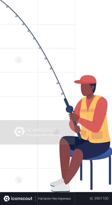 Young man with fishing pole  Illustration