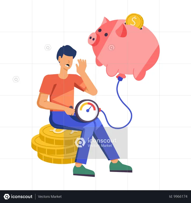 Young man with High Inflation  Illustration