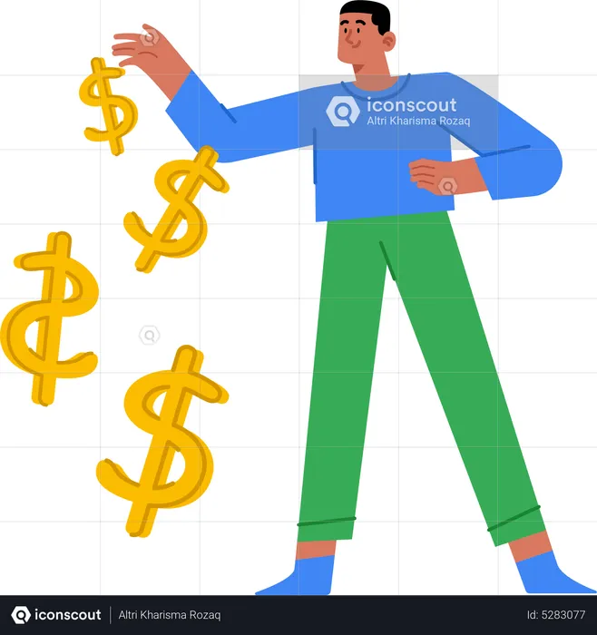 Young man with money  Illustration