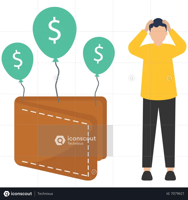Young man with no money in pockets  Illustration