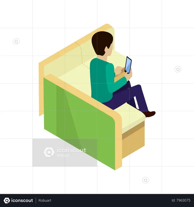 Young Man with Smartphone  Illustration