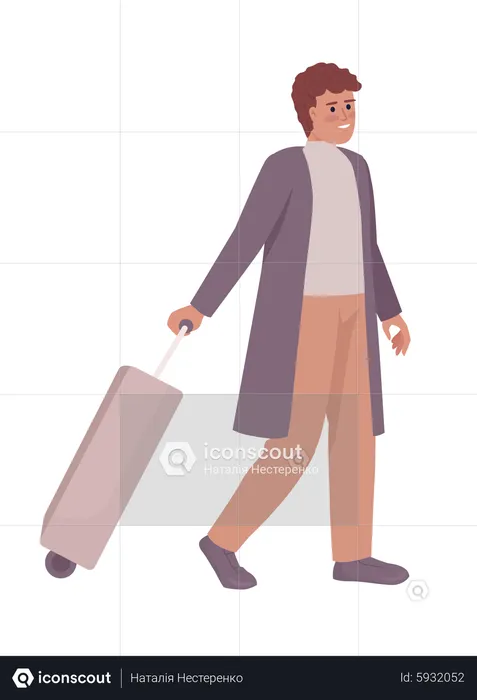 Young man with suitcase  Illustration