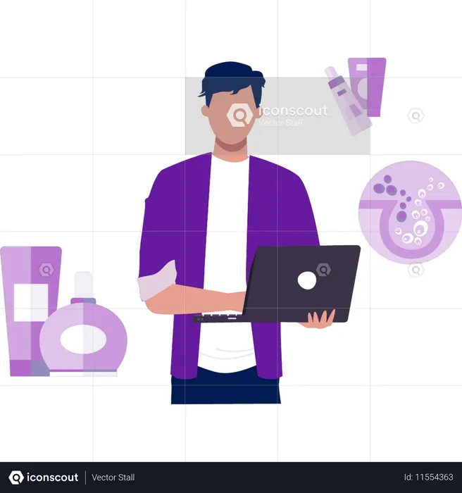 Young man working about deep cleanser face wash  Illustration