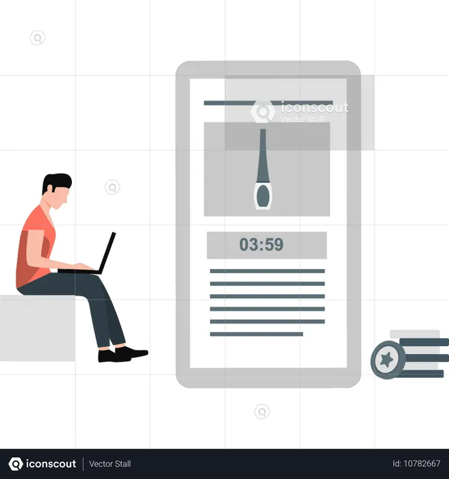 Young man working about speed meter  Illustration