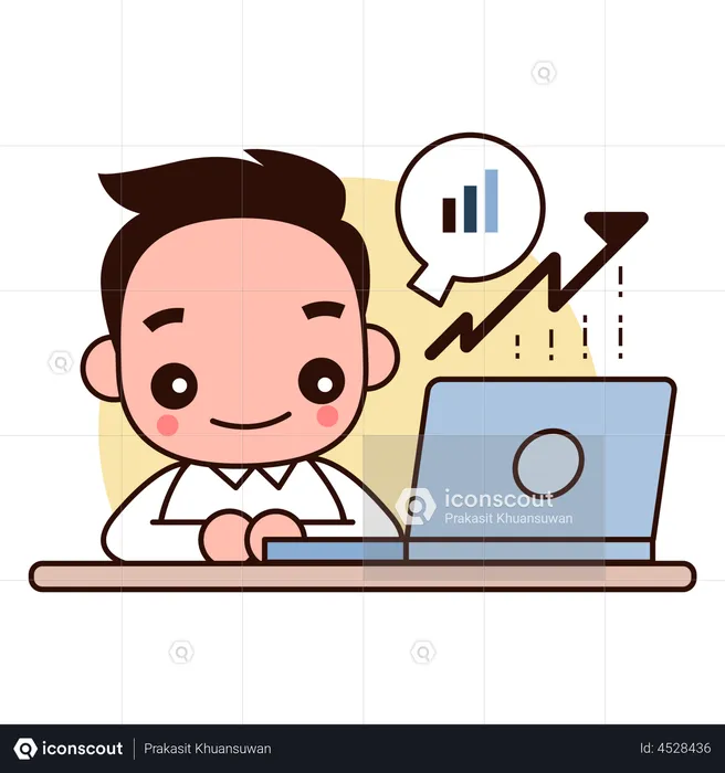Young man working as broker  Illustration