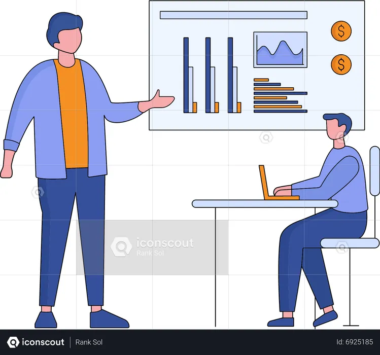 Young man working on Business Strategy  Illustration