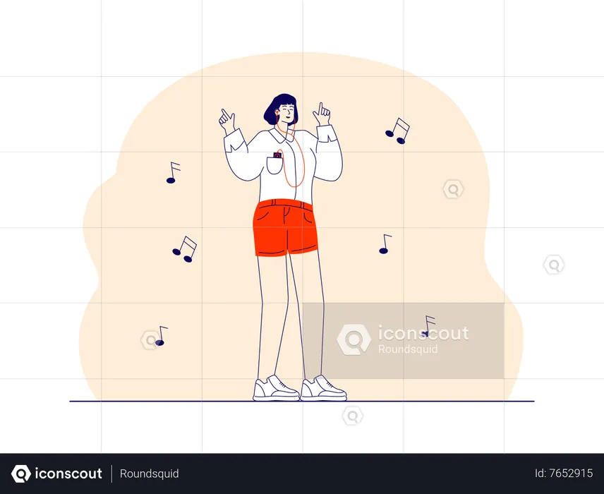 Young modern lady listening song  Illustration