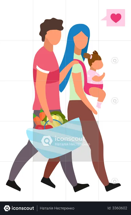Young parents choosing healthy nutrition for newborn kid  Illustration
