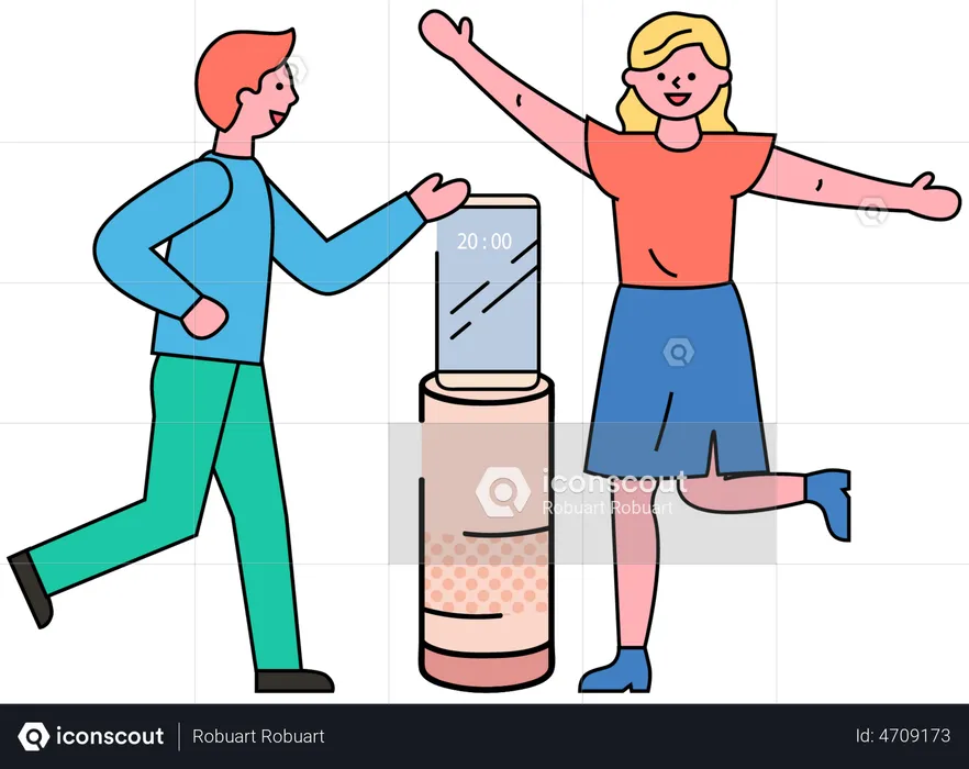 Young people dancing with Bluetooth device  Illustration