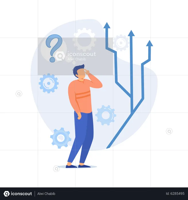 Young people thinking for right decision  Illustration