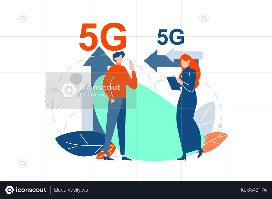 Young people use 5g network  Illustration