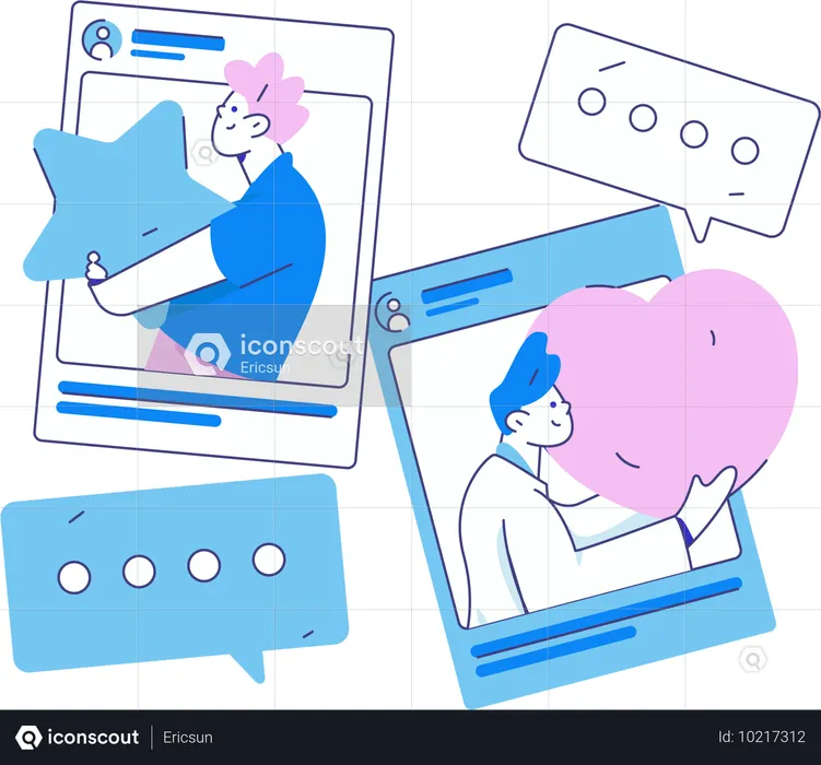 Young People Using Social Media  Illustration