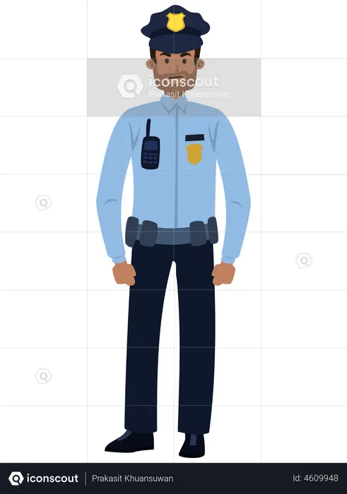 Young policeman in uniform wearing hat  Illustration