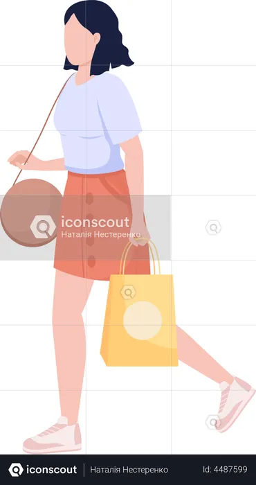 Young pretty woman with boutique shopping bag  Illustration