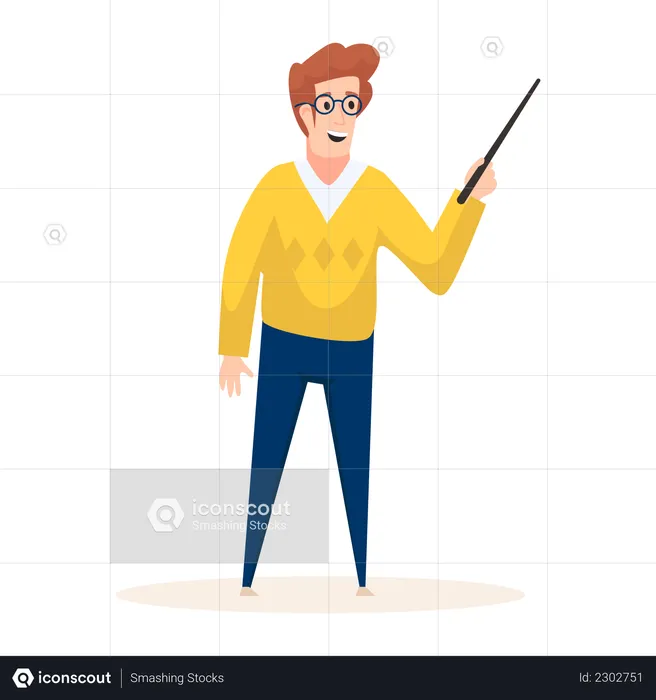 Young professional marketing expert giving instructions  Illustration