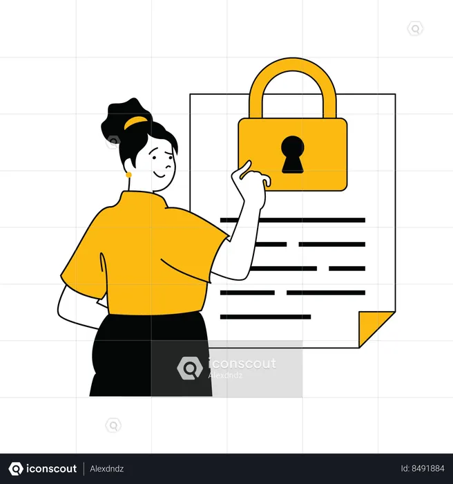 Young professional showing document security  Illustration