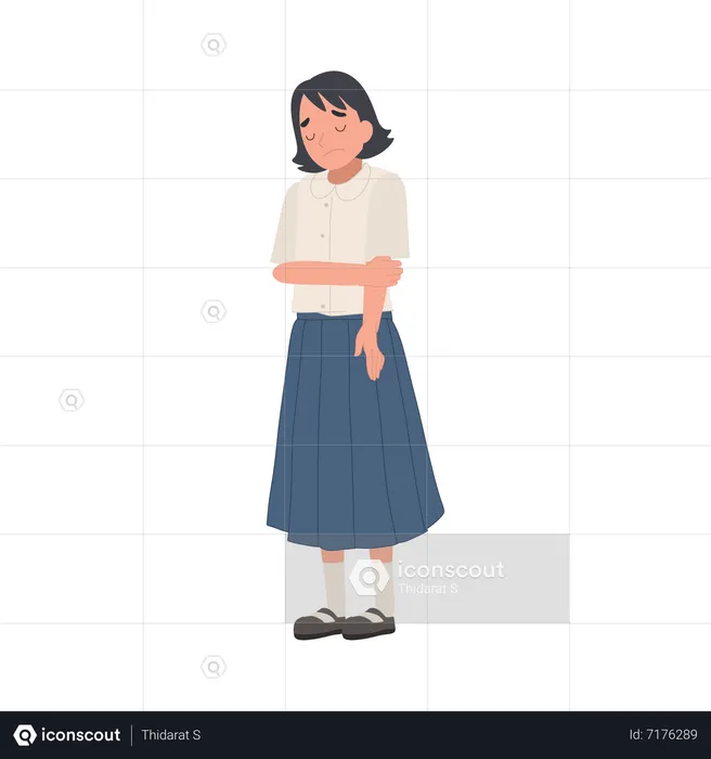 Young school girl with sad face  Illustration