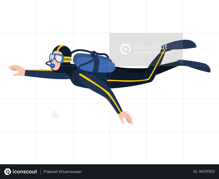 Young diver man in swimming suit  Illustration