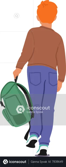 Young Student Boy Carrying Backpack  Illustration