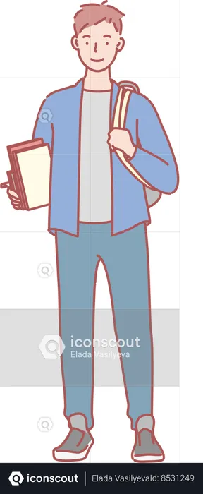 Young student with bag  Illustration