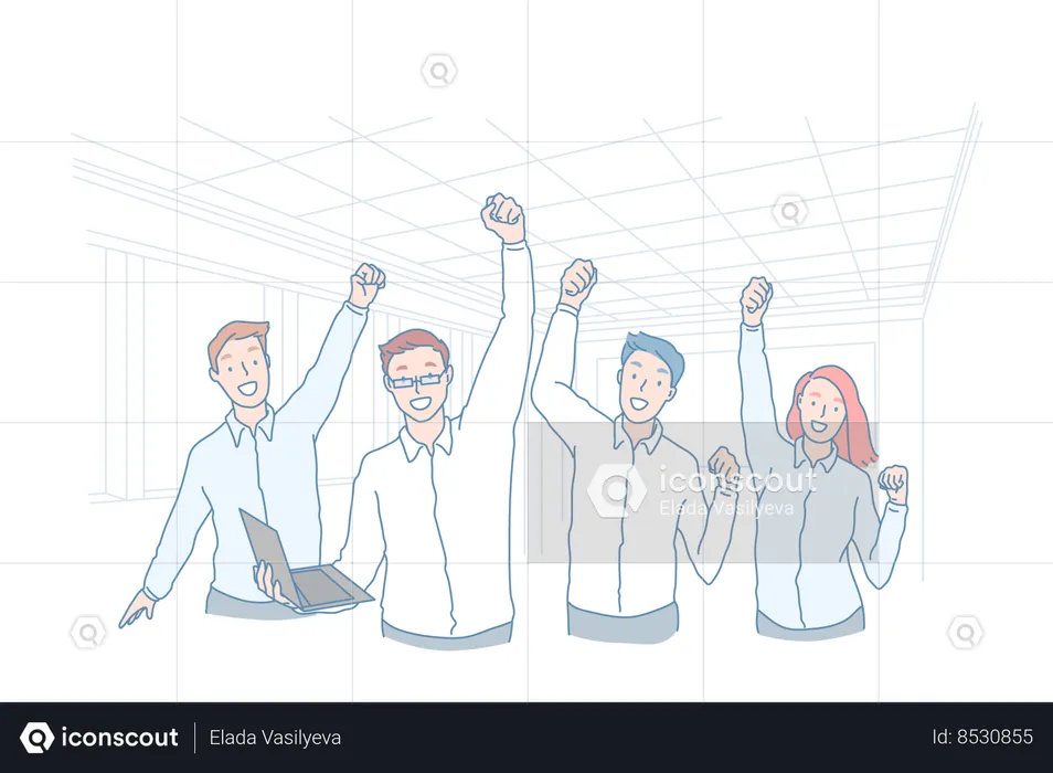 Young successful team celebrate  Illustration