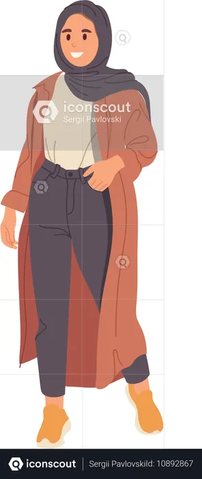 Young teen Arabic girl demonstrating casual fashion style in oriental tradition  Illustration