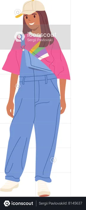 Young teenager girl wearing casual 90s clothing  Illustration