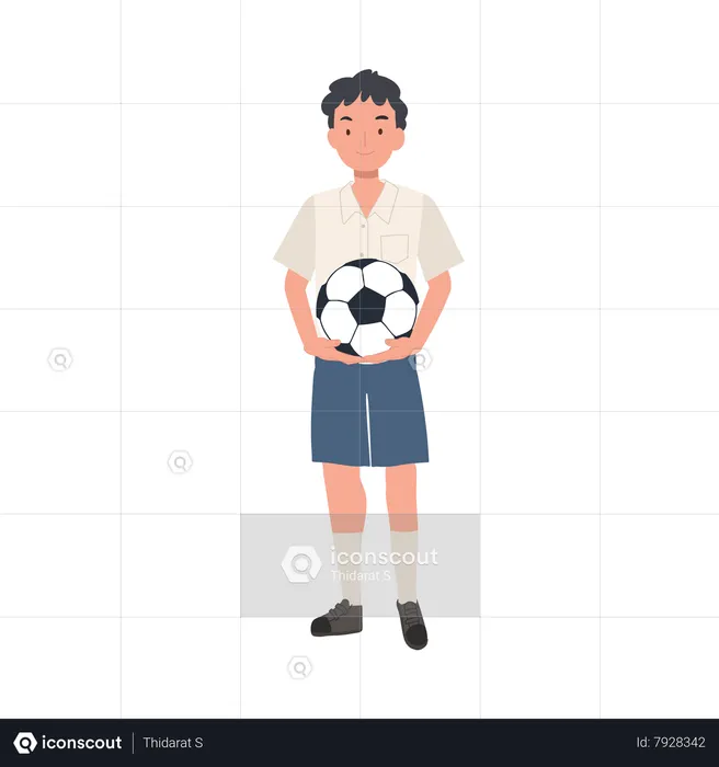 Young Thai Student with football  Illustration