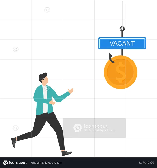 Young unemployed man applying for the job and got fraud  Illustration