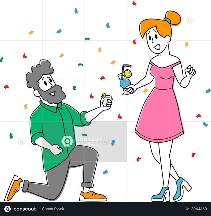 Young Woman and Man Clinking Glasses with Alcohol Drink Have Fun at Disco Party  Illustration