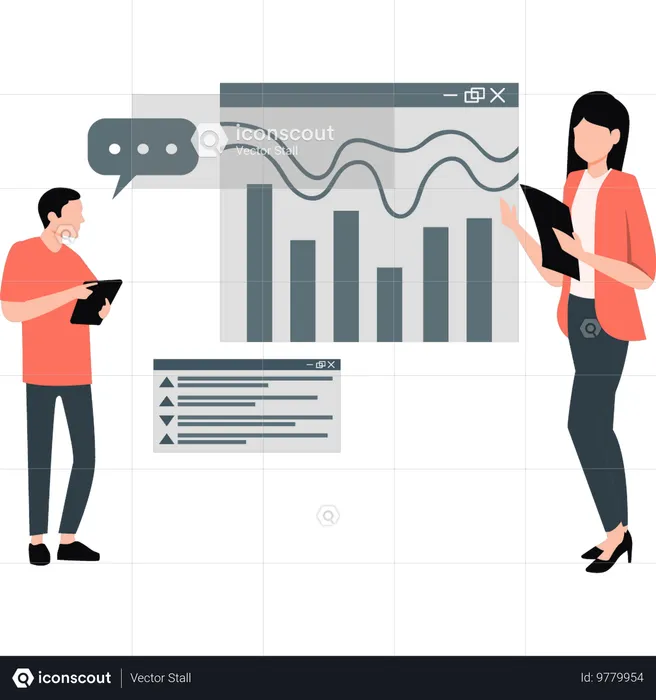 Young woman and man having business conversation  Illustration