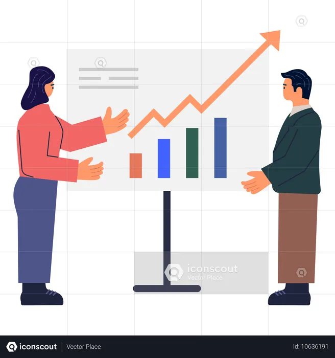 Young woman and man talking about business Discussion  Illustration