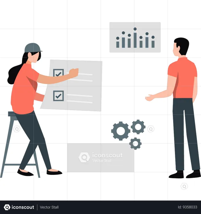 Young woman and man talking about business  Illustration