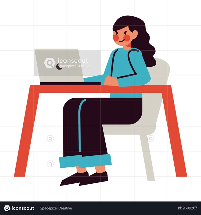 Young Woman at work  Illustration