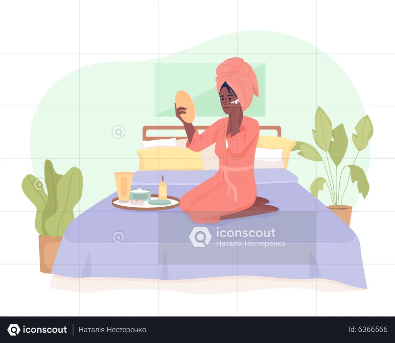 Young woman caring about skin before sleep  Illustration
